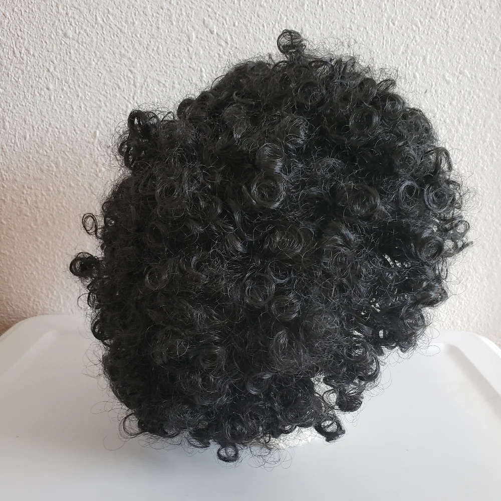 NWT Black Curly Wig Disco Afro Costume One Size Halloween